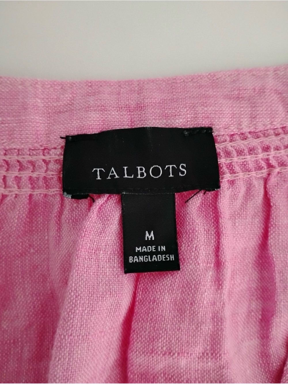 Talbots Bright Pink Linen Henley Peasant Blouse - Like New - Picture 12 of 13